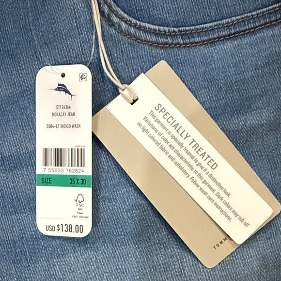Tommy Bahama Light Wash Boracay Men's Jeans with - Picture 2 of 5
